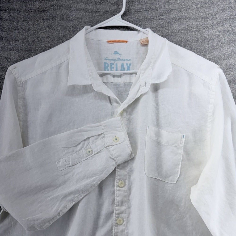 Tommy Bahama Relax Linen Shirt Men Size XXL White Long Sleeve Casual